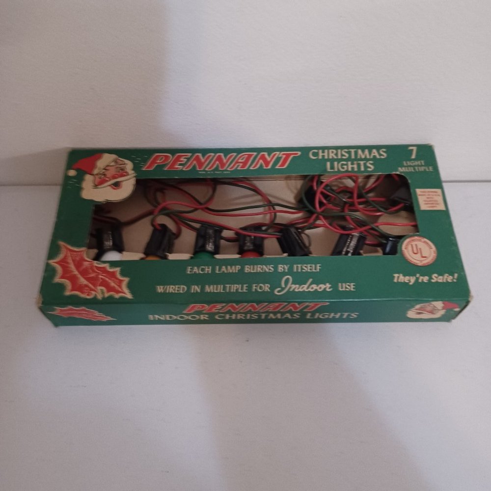 Pennant Indoor Christmas Tree Lights Original Box Works Vintage